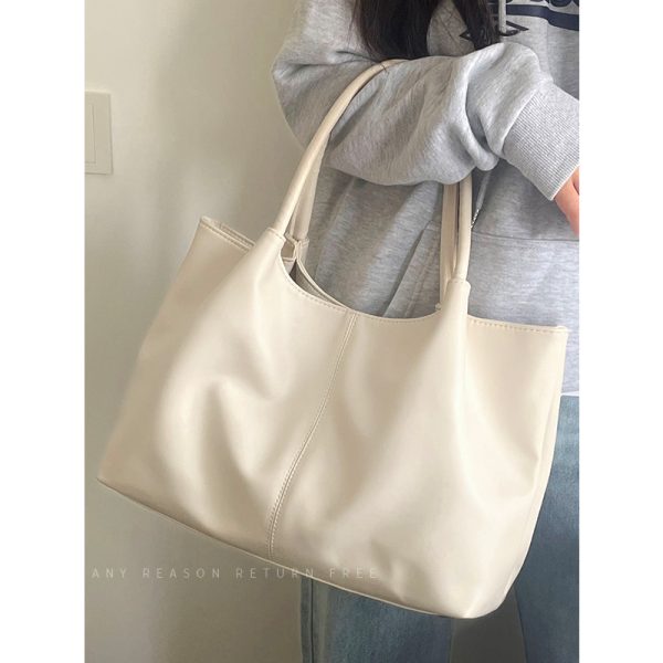 Large Capacity PU Leather Tote Bag for Women - Versatile Korean Style Fashion Commuting Shoulder Bag 2024