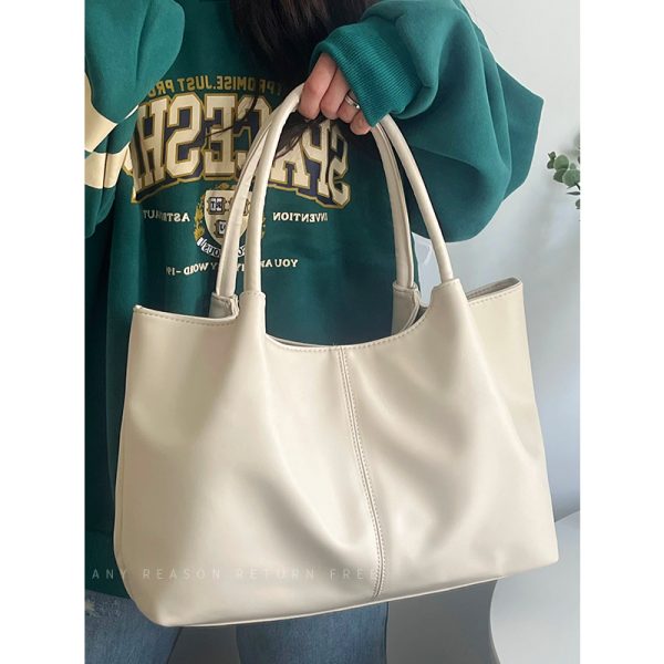 Large Capacity PU Leather Tote Bag for Women - Versatile Korean Style Fashion Commuting Shoulder Bag 2024