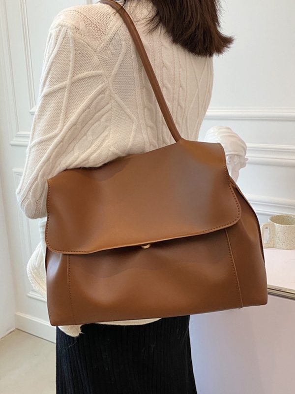 Large Capacity Soft Leather Handbag - Retro Minimalist Tote Shoulder Bag for Women