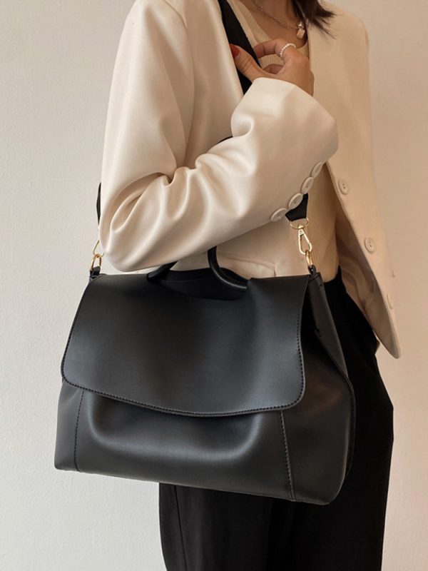 Large Capacity Soft Leather Handbag - Retro Minimalist Tote Shoulder Bag for Women