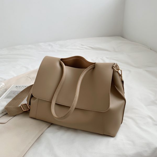 Large Capacity Soft Leather Handbag - Retro Minimalist Tote Shoulder Bag for Women