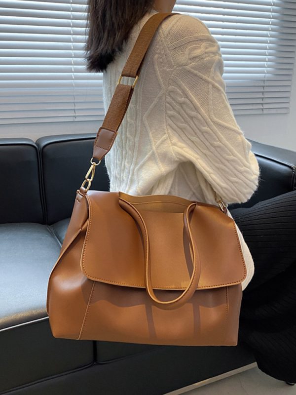 Large Capacity Soft Leather Handbag - Retro Minimalist Tote Shoulder Bag for Women