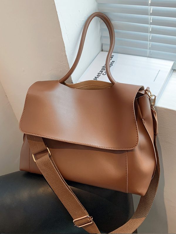Large Capacity Soft Leather Handbag - Retro Minimalist Tote Shoulder Bag for Women