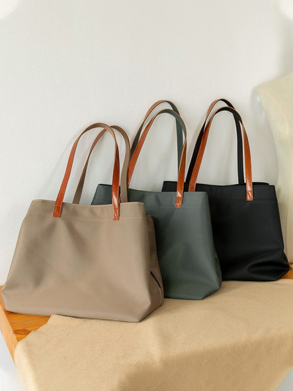 Large Capacity Solid Color Oxford Cloth Tote Bag for Women - Versatile Shoulder Bag for Commuting & Everyday Use