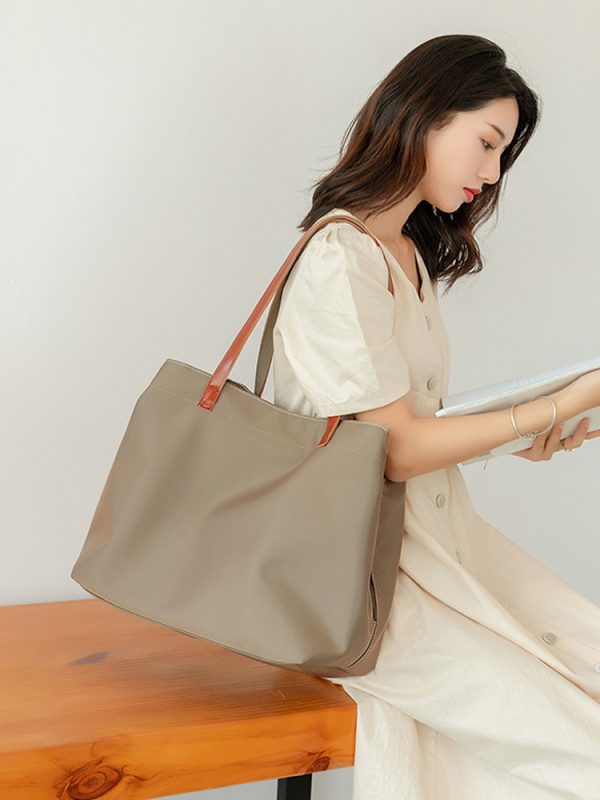Large Capacity Solid Color Oxford Cloth Tote Bag for Women - Versatile Shoulder Bag for Commuting & Everyday Use