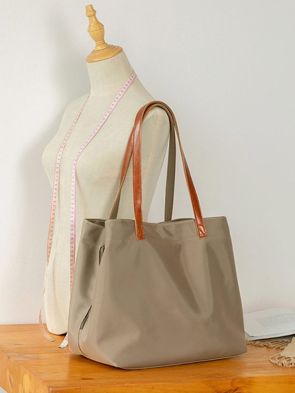 Large Capacity Solid Color Oxford Cloth Tote Bag for Women - Versatile Shoulder Bag for Commuting & Everyday Use