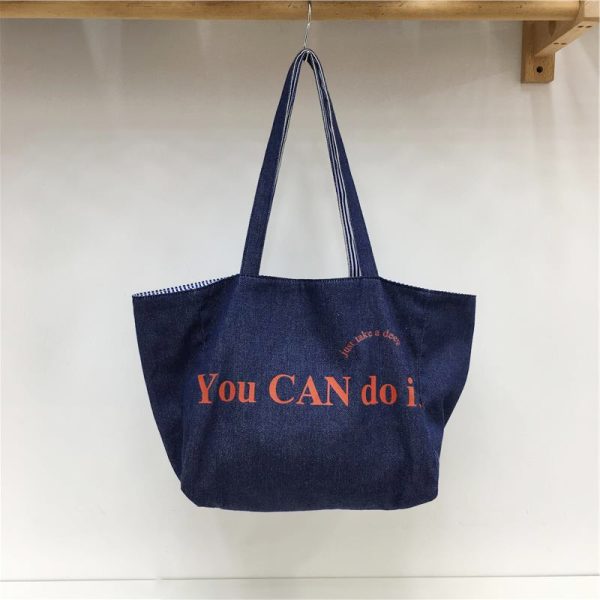 Large Capacity Striped Canvas Shoulder Bag - Double-Sided Fabric, Korean Style Casual Tote for Spring/Summer 2025