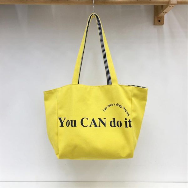 Large Capacity Striped Canvas Shoulder Bag - Double-Sided Fabric, Korean Style Casual Tote for Spring/Summer 2025