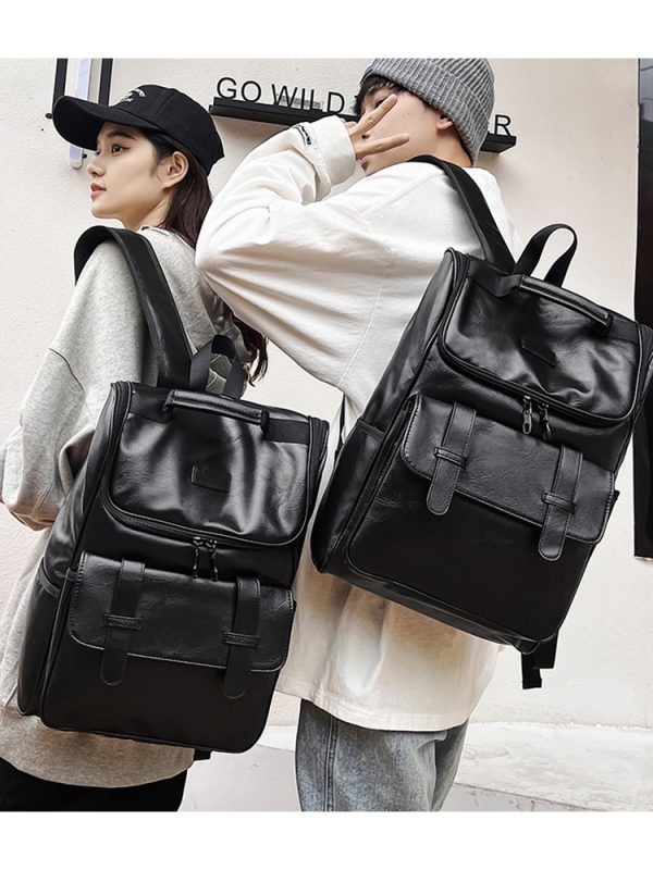 Large Capacity Unisex Genuine Leather Backpack for Travel & School - European American Style Double Shoulder Laptop Bag