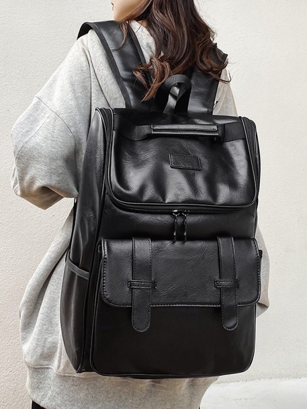 Large Capacity Unisex Genuine Leather Backpack for Travel & School - European American Style Double Shoulder Laptop Bag
