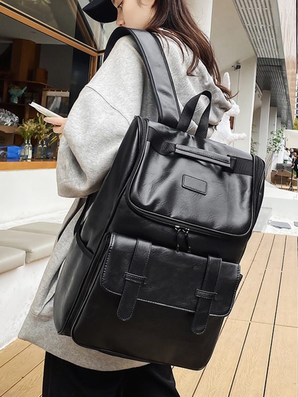 Large Capacity Unisex Genuine Leather Backpack for Travel & School - European American Style Double Shoulder Laptop Bag