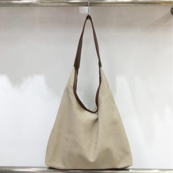 Large Capacity Women's Canvas Woven Underarm Tote Bag - Casual Versatile Style for 2024, Perfect for Daily Use