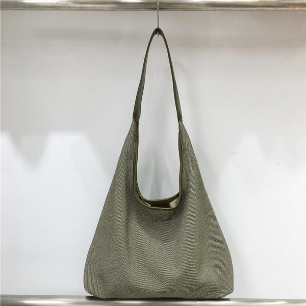 Large Capacity Women's Canvas Woven Underarm Tote Bag - Casual Versatile Style for 2024, Perfect for Daily Use