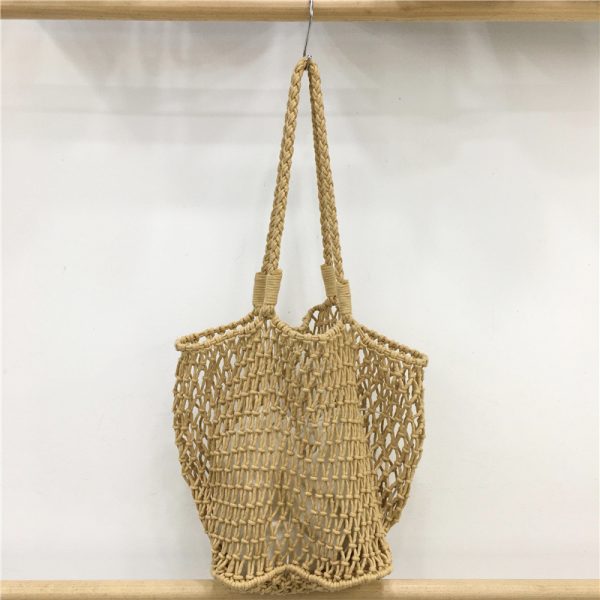 Large Capacity Woven Fishing Net Beach Bag - Stylish Summer Shoulder Tote for Vacation, Underarm Carry, and Casual Outings