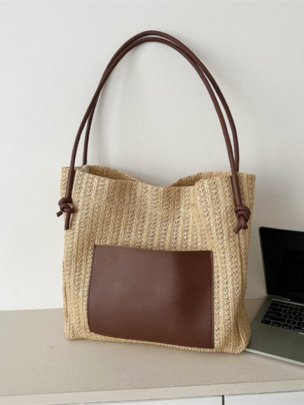 Large Capacity Woven Straw Bag for Women - Versatile Summer 2025 Shoulder Crossbody Tote - Perfect Beach Commuter Style
