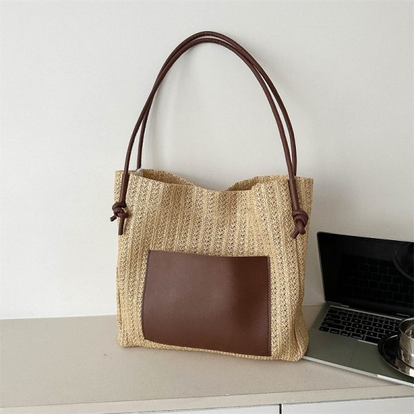 Large Capacity Woven Straw Bag for Women - Versatile Summer 2025 Shoulder Crossbody Tote - Perfect Beach Commuter Style