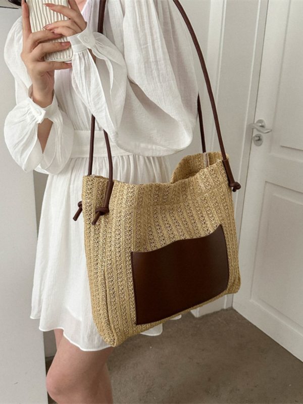 Large Capacity Woven Straw Bag for Women - Versatile Summer 2025 Shoulder Crossbody Tote - Perfect Beach Commuter Style