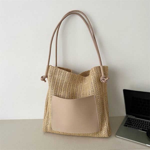 Large Capacity Woven Straw Bag for Women - Versatile Summer 2025 Shoulder Crossbody Tote - Perfect Beach Commuter Style