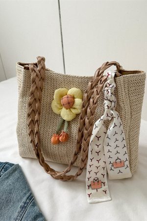Large-Capacity Woven Straw Shoulder Bag for Women â€“ 2025 Summer Versatile Beach Crossbody Tote