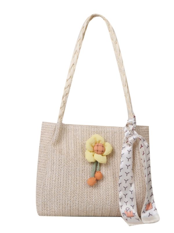 Large-Capacity Woven Straw Shoulder Bag for Women â€“ 2025 Summer Versatile Beach Crossbody Tote