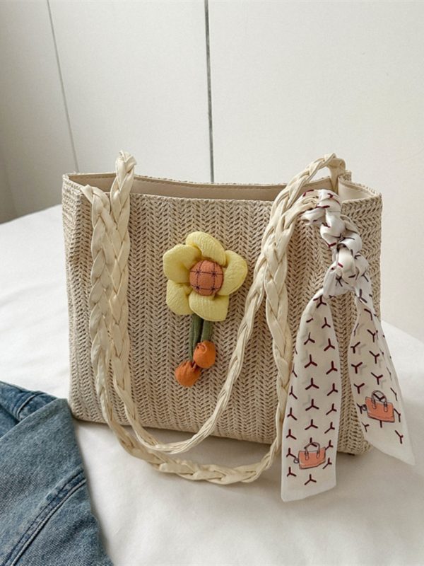 Large-Capacity Woven Straw Shoulder Bag for Women â€“ 2025 Summer Versatile Beach Crossbody Tote