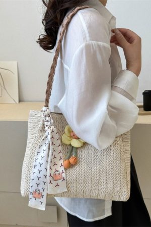 Large-Capacity Woven Straw Shoulder Bag for Women â€“ 2025 Summer Versatile Beach Crossbody Tote