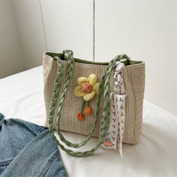 Large-Capacity Woven Straw Shoulder Bag for Women â€“ 2025 Summer Versatile Beach Crossbody Tote