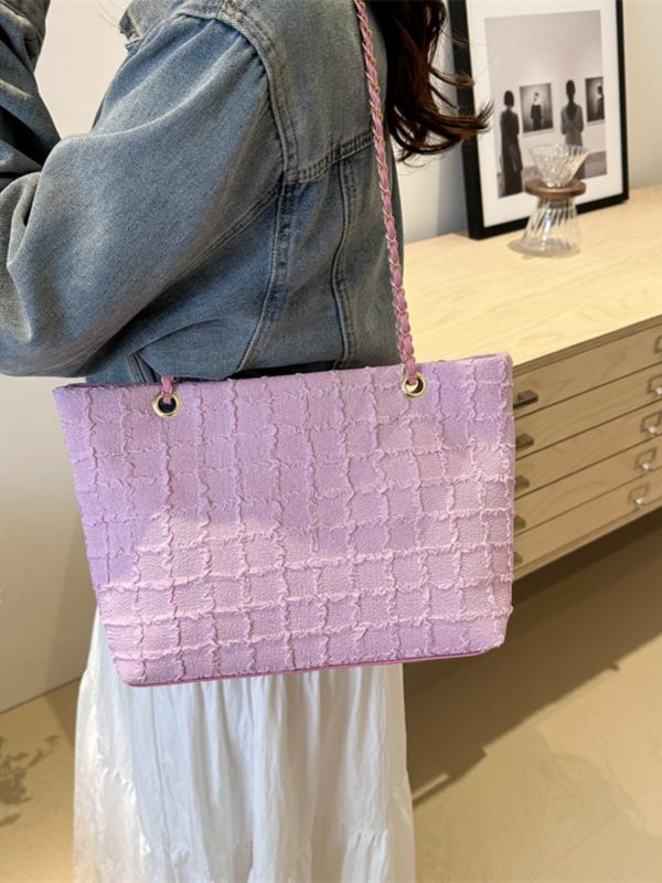 Large Textured Retro Handbag for Women - Trendy 2025 Korean Style Shoulder Tote Bag with High Capacity