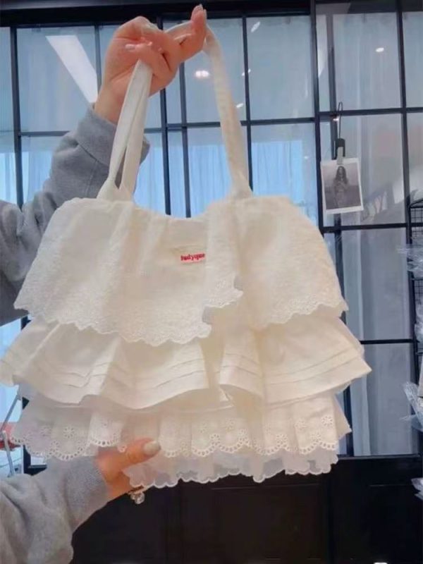 Layered Lace Shoulder Tote Bag for Women - Large Capacity Commuter Bag, 2025 Fashion Trend, Stylish and Versatile Daily Use