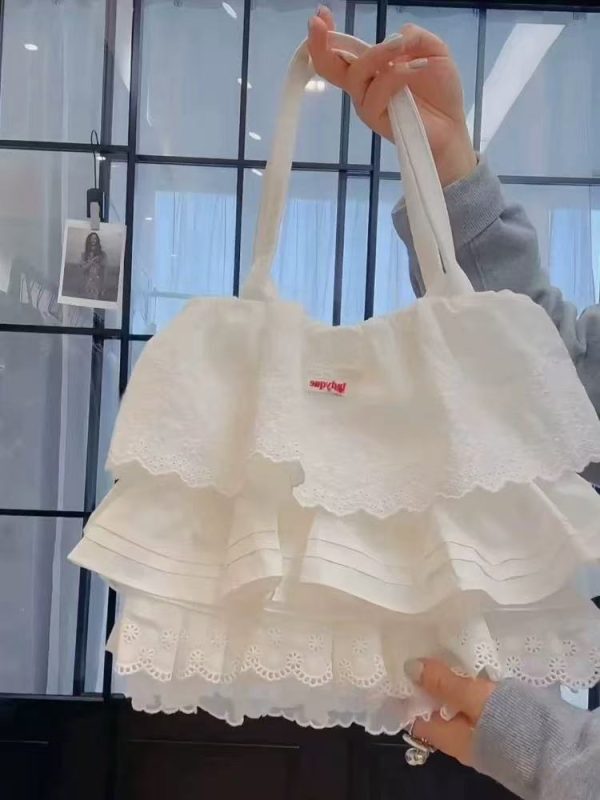 Layered Lace Shoulder Tote Bag for Women - Large Capacity Commuter Bag, 2025 Fashion Trend, Stylish and Versatile Daily Use