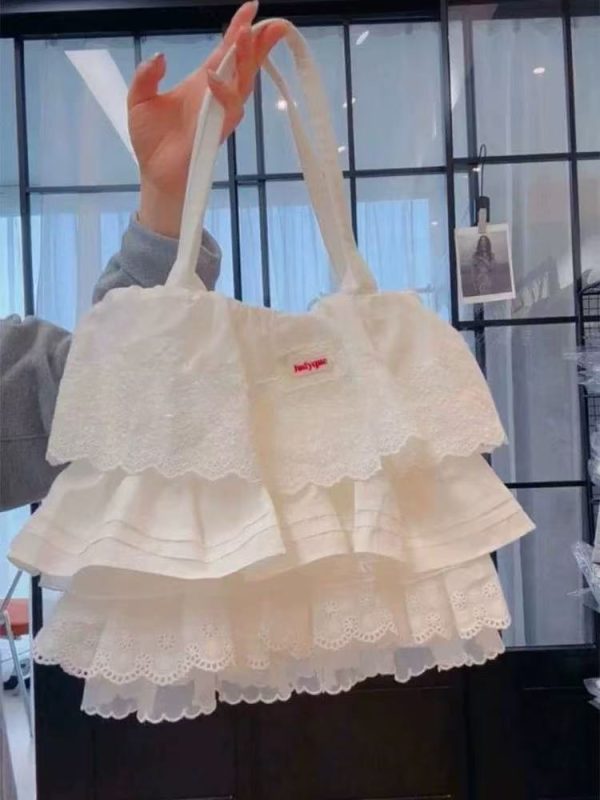 Layered Lace Shoulder Tote Bag for Women - Large Capacity Commuter Bag, 2025 Fashion Trend, Stylish and Versatile Daily Use