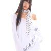 Lazy Casual Off-Shoulder T-Shirt for Women, Loose Fit Letter Design Top for Spring and Summer, Y2K Style Fashion