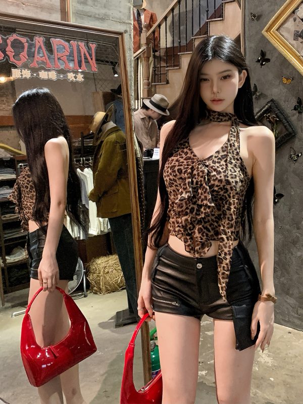 Leopard Print Vest Camisole for Women - Sleeveless Flowing Straps Top for Spring Summer - Trendy Y2K Style Fashion