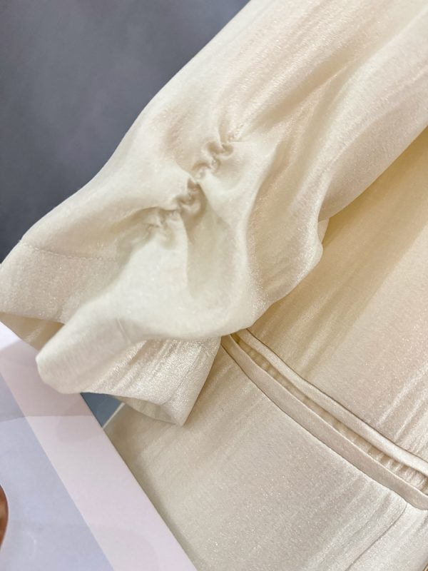 Light Beige Chinese Style Women's Suit Jacket - Thin Draped Fashionable Trendy Summer 2025 Small Suit for Elegant Looks