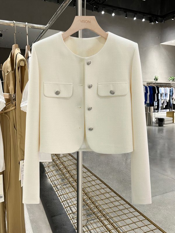 Light Beige Semi-Mature Fragrant Wind Coat for Women - New Spring 2025 Draped Short Top for Autumn, Chic Casual Style