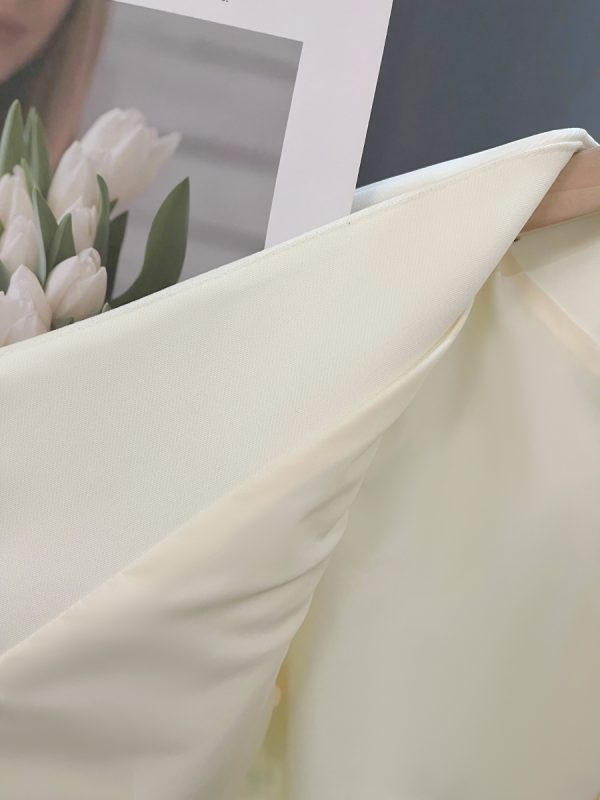 Light Beige Thin Blazer for Petite Women - Short Sleeve Summer Suit in Gentle Socialite Style, Chic 2025 Fashion