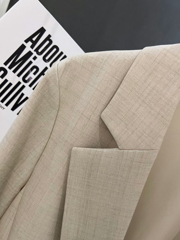 Light Beige Thin Cotton-Linen Blazer for Women - Vintage Commuting Suit Jacket, 2025 Spring Summer Fashion Essentials