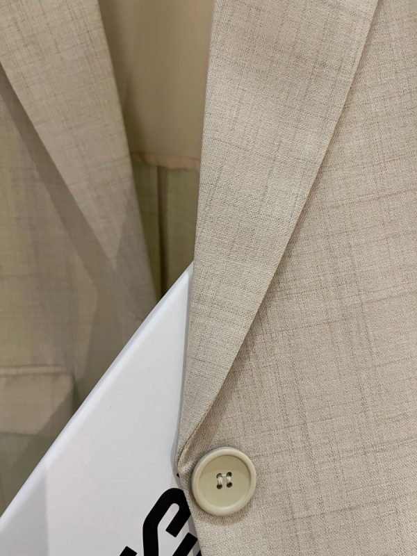 Light Beige Thin Cotton-Linen Blazer for Women - Vintage Commuting Suit Jacket, 2025 Spring Summer Fashion Essentials