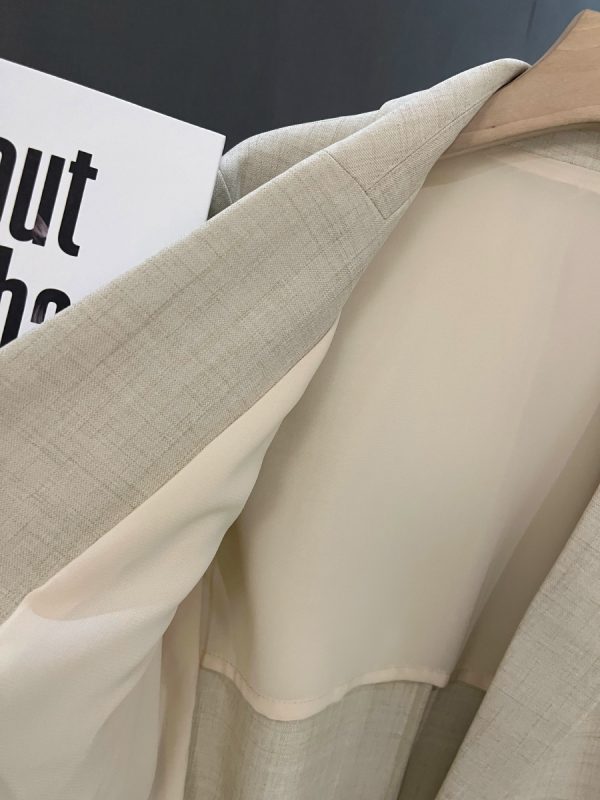 Light Beige Thin Cotton-Linen Blazer for Women - Vintage Commuting Suit Jacket, 2025 Spring Summer Fashion Essentials
