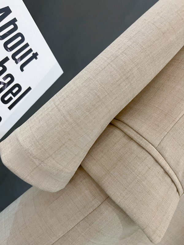 Light Beige Thin Cotton-Linen Blazer for Women - Vintage Commuting Suit Jacket, 2025 Spring Summer Fashion Essentials