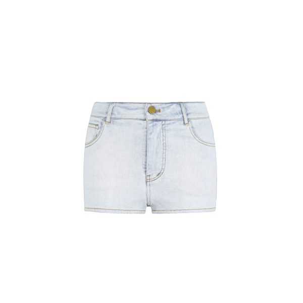 Light Blue Washed Stretchy Denim Shorts for Women - Retro 90s Style High-Waisted Casual Summer Shorts