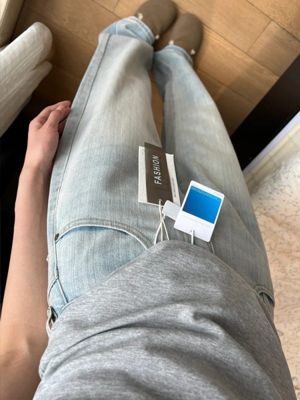 Light-Colored High-Waisted Wide-Leg Denim Pants for Women - Summer 2025 Plus Size Slim-Fit Straight-Leg Style