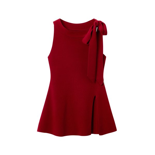 Light Purple Charm Lace-Up Bow Sleeveless Split Tank Top - Unique Women's Summer Fashion in 90s Style