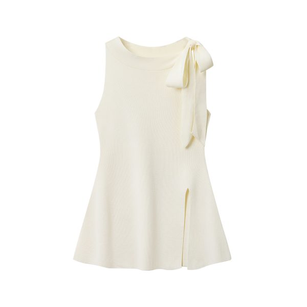 Light Purple Charm Lace-Up Bow Sleeveless Split Tank Top - Unique Women's Summer Fashion in 90s Style