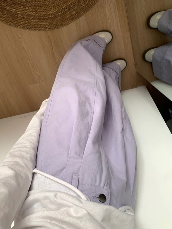 Light Purple Wide-Leg Cropped Jeans for Women - Plus Size, Loose Fit, Flattering for Pear-Shaped Figures, Trendy Casual Style