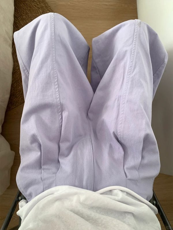 Light Purple Wide-Leg Cropped Jeans for Women - Plus Size, Loose Fit, Flattering for Pear-Shaped Figures, Trendy Casual Style
