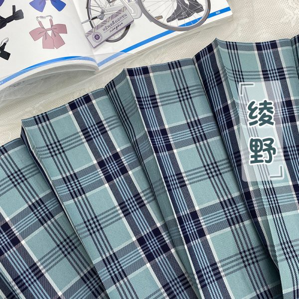 Light Rain Falling Flowers Gemini Check JK Uniform with Pudding Bear Design and Authentic Check Skirt - Y2K Fashion Style