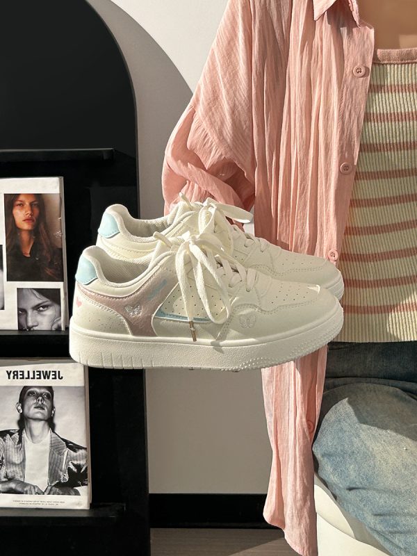 Lightweight Breathable White Sneakers for Women - 2025 Summer Mesh Casual Shoes, Korean Style Versatile Sports Footwear for Students