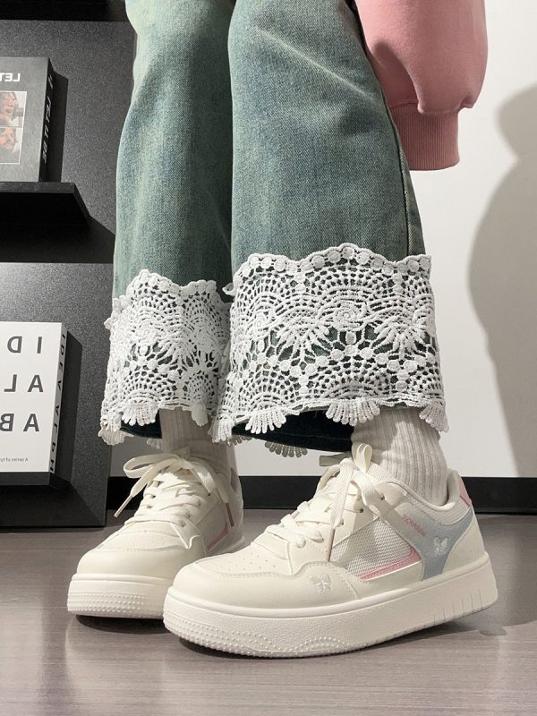 Lightweight Breathable White Sneakers for Women - 2025 Summer Mesh Casual Shoes, Korean Style Versatile Sports Footwear for Students
