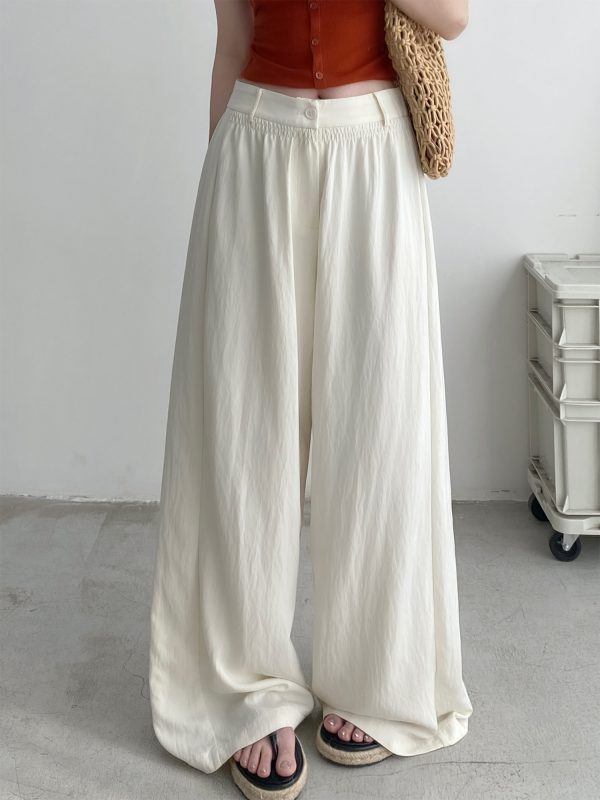 Lightweight Casual Wide-Leg Pants for Women, Loose Breathable Sun-Protective Floor-Length Trousers for Summer Fashion